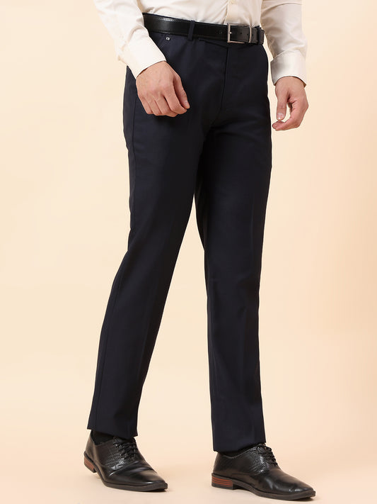 Formal Trouser for Men | Breathable & Soft with Color Fastness Regular Fit Terry Rayon Fabric Solid Pattern Hook & Bar Closure