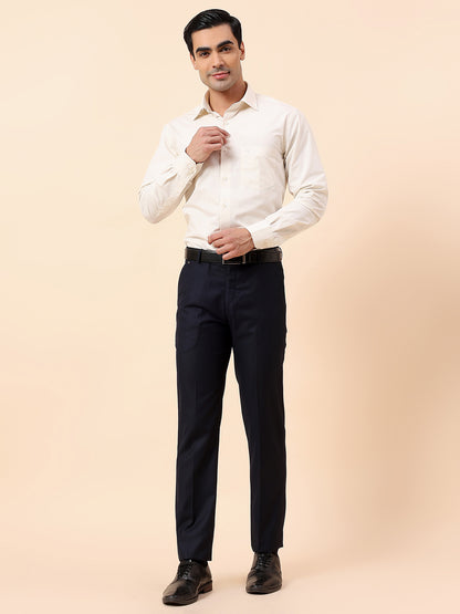 Formal Trouser for Men | Breathable & Soft with Color Fastness Regular Fit Terry Rayon Fabric Solid Pattern Hook & Bar Closure
