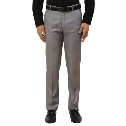 Formal Trouser for Men | Breathable & Soft with Color Fastness Regular Fit Polycotton Fabric Self Design Pattern Hook & Bar Closure
