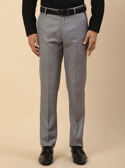 Formal Trouser for Men | Breathable & Soft with Color Fastness Regular Fit Polycotton Fabric Self Design Pattern Hook & Bar Closure