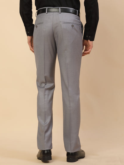 Formal Trouser for Men | Breathable & Soft with Color Fastness Regular Fit Polycotton Fabric Self Design Pattern Hook & Bar Closure