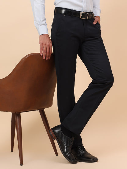Formal Trousers for Men l Breathable & Soft with Color Fastness Regular Fit Poly Viscose Fabric Solid Pattern Hook & Eye Closure