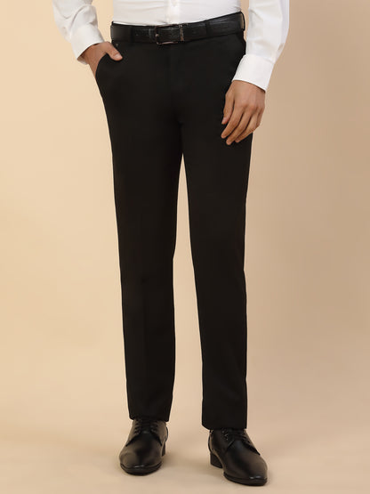 Formal Trouser for Men | Breathable & Soft with Color Fastness Regular Fit Polycotton Fabric Solid Pattern Hook & Bar Closure