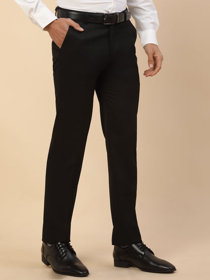 Formal Trouser for Men | Breathable & Soft with Color Fastness Regular Fit Polycotton Fabric Solid Pattern Hook & Bar Closure