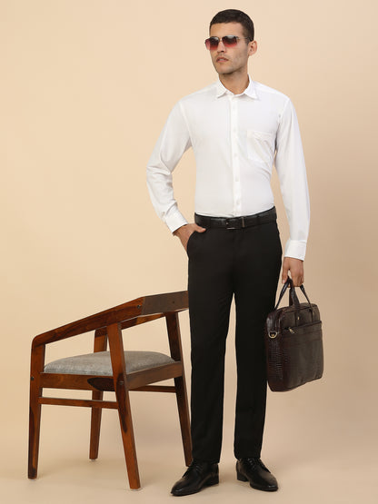 Formal Trouser for Men | Breathable & Soft with Color Fastness Regular Fit Polycotton Fabric Solid Pattern Hook & Bar Closure