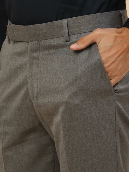 Formal Trouser for Men | Breathable & Soft with Color Fastness Regular Fit Polycotton Fabric Solid Pattern Hook & Bar Closure