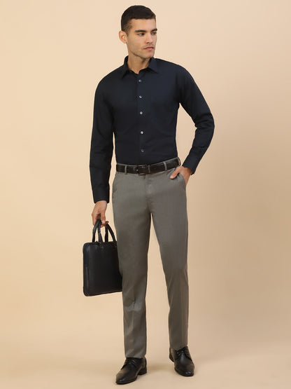Formal Trouser for Men | Breathable & Soft with Color Fastness Regular Fit Polycotton Fabric Solid Pattern Hook & Bar Closure