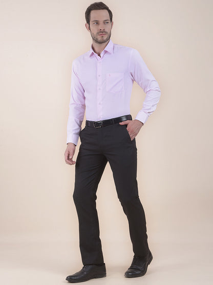 Men's Charcoal Regular Fit Solid Formal Trouser