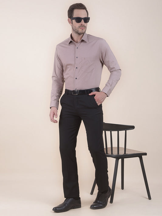  Black Regular Fit Solid Formal Trouser