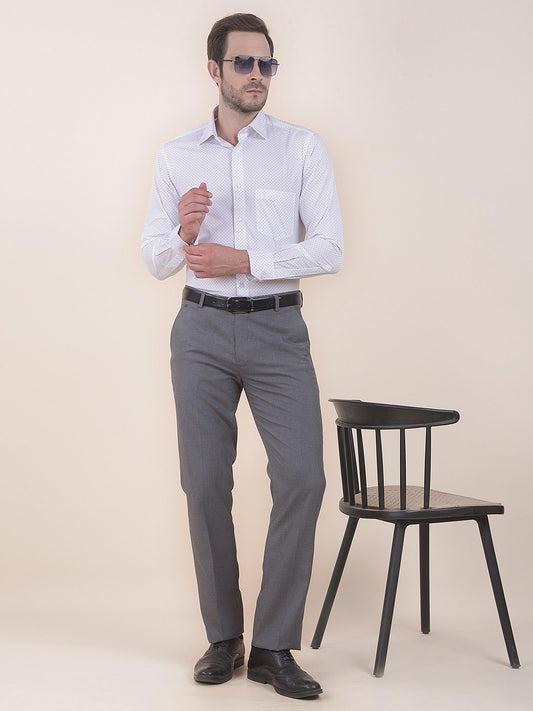 Grey Regular Fit Solid Formal Trouser