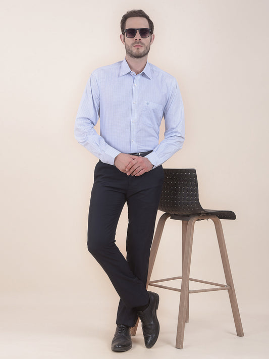  Navy Regular Fit Solid Formal Trouser