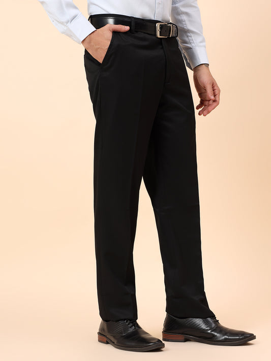 Formal Trousers for Men l Breathable & Soft with Color Fastness Regular Fit Poly Viscose Fabric Solid Pattern Hook & Eye Closure