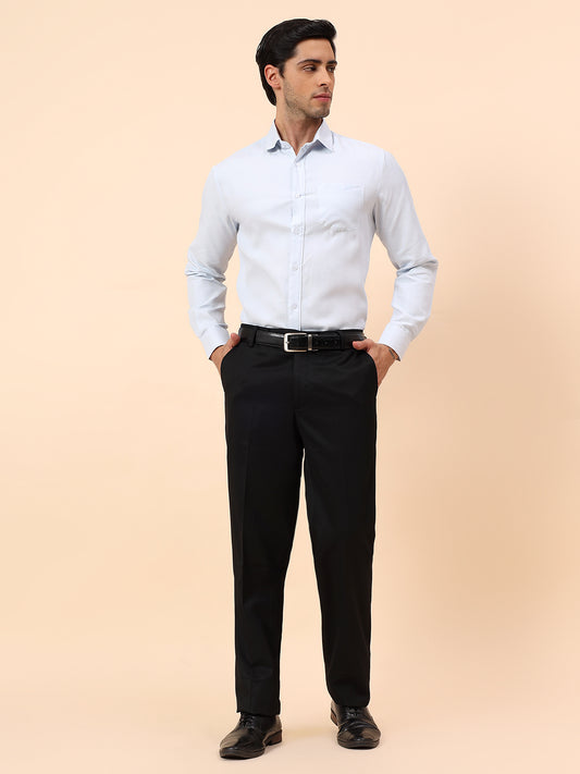 Formal Trousers for Men l Breathable & Soft with Color Fastness Regular Fit Poly Viscose Fabric Solid Pattern Hook & Eye Closure