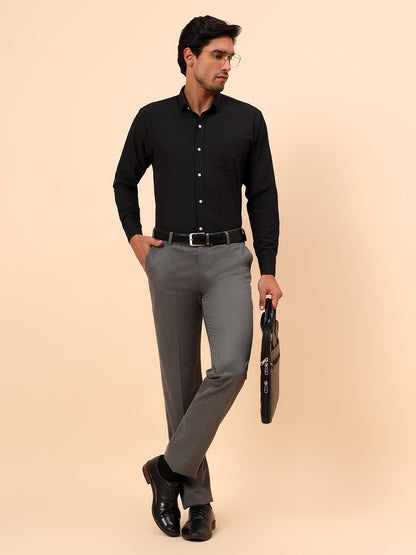 Formal Trousers for Men l Breathable & Soft with Color Fastness Regular Fit Poly Viscose Fabric Solid Pattern Hook & Eye Closure