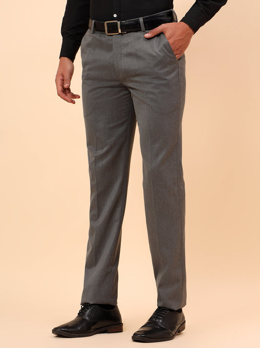 Formal Trousers for Men l Breathable & Soft with Color Fastness Regular Fit Poly Viscose Fabric Solid Pattern Hook & Eye Closure