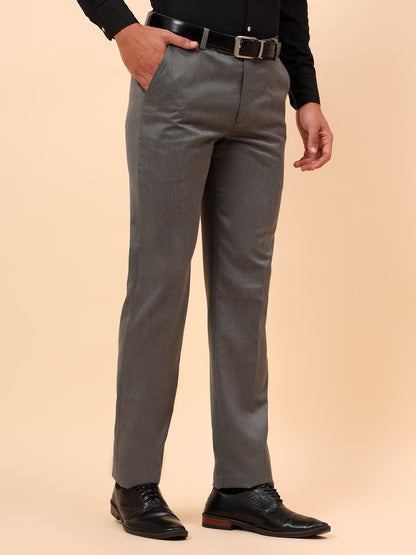 Formal Trousers for Men l Breathable & Soft with Color Fastness Regular Fit Poly Viscose Fabric Solid Pattern Hook & Eye Closure