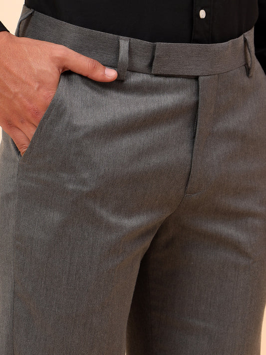 Formal Trousers for Men l Breathable & Soft with Color Fastness Regular Fit Poly Viscose Fabric Solid Pattern Hook & Eye Closure