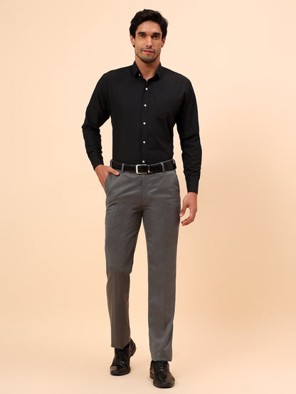 Formal Trousers for Men l Breathable & Soft with Color Fastness Regular Fit Poly Viscose Fabric Solid Pattern Hook & Eye Closure