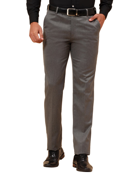 Formal Trousers for Men l Breathable & Soft with Color Fastness Regular Fit Poly Viscose Fabric Solid Pattern Hook & Eye Closure