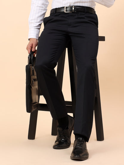 Formal Trousers for Men l Breathable & Soft with Color Fastness Regular Fit Poly Viscose Fabric Solid Pattern Hook & Eye Closure
