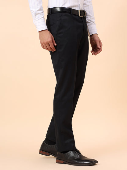 Formal Trousers for Men l Breathable & Soft with Color Fastness Regular Fit Poly Viscose Fabric Solid Pattern Hook & Eye Closure