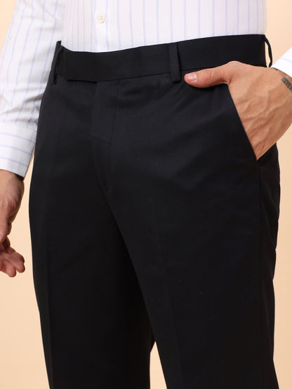 Formal Trousers for Men l Breathable & Soft with Color Fastness Regular Fit Poly Viscose Fabric Solid Pattern Hook & Eye Closure