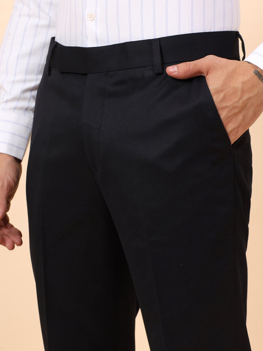 Formal Trousers for Men l Breathable & Soft with Color Fastness Regular Fit Poly Viscose Fabric Solid Pattern Hook & Eye Closure