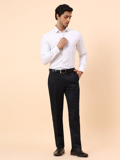 Formal Trousers for Men l Breathable & Soft with Color Fastness Regular Fit Poly Viscose Fabric Solid Pattern Hook & Eye Closure