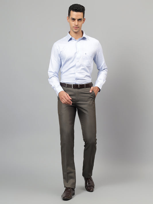 Formal Trouser for Men | Breathable & Soft with Color Fastness Regular Fit Poly Viscose Fabric Self Design Pattern Hook & Eye Closure