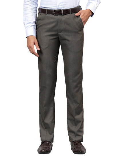 Formal Trouser for Men | Breathable & Soft with Color Fastness Regular Fit Poly Viscose Fabric Self Design Pattern Hook & Eye Closure