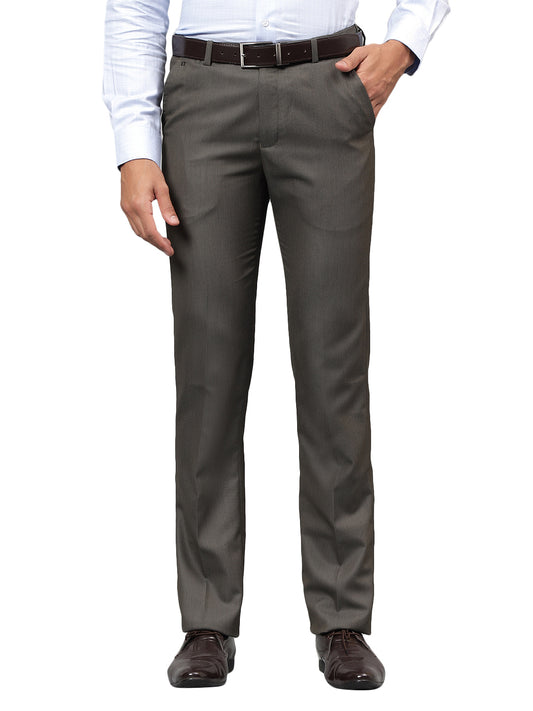 Formal Trouser for Men | Breathable & Soft with Color Fastness Regular Fit Poly Viscose Fabric Self Design Pattern Hook & Eye Closure