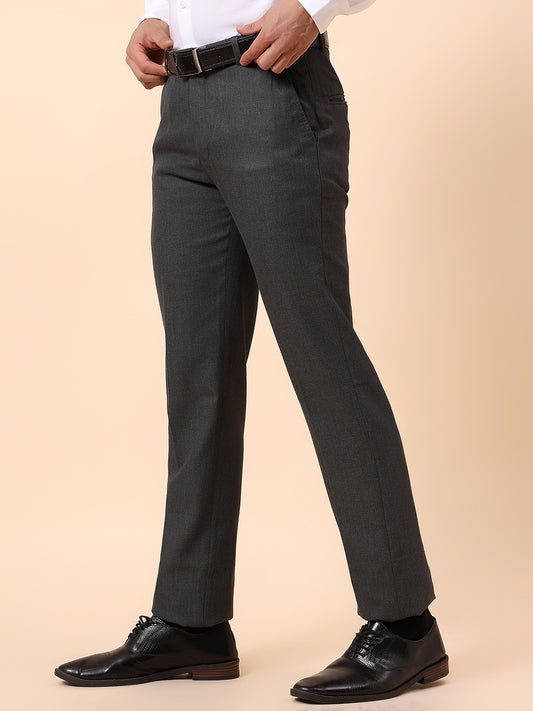 Formal Trouser for Men | Breathable & Soft with Color Fastness Regular Fit Poly Viscose Fabric Self Design Pattern Hook & Bar Closure