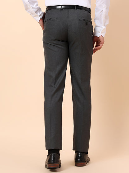 Formal Trouser for Men | Breathable & Soft with Color Fastness Regular Fit Poly Viscose Fabric Self Design Pattern Hook & Bar Closure