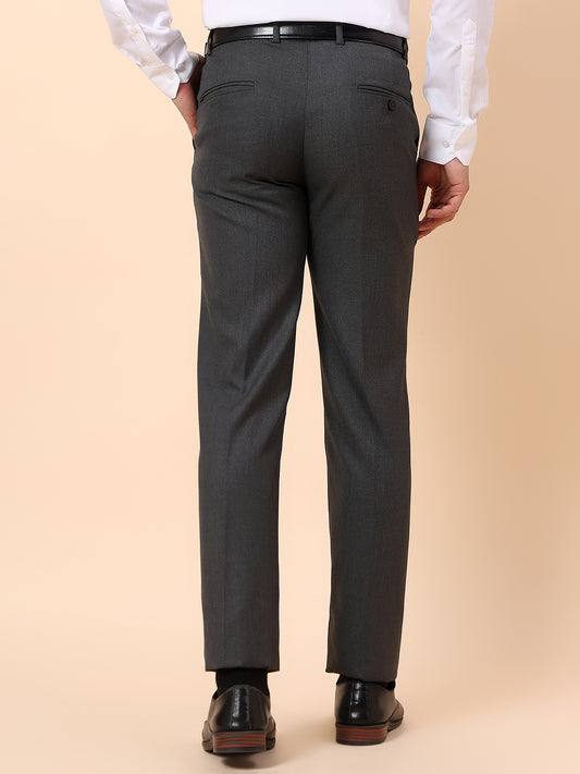 Formal Trouser for Men | Breathable & Soft with Color Fastness Regular Fit Poly Viscose Fabric Self Design Pattern Hook & Bar Closure