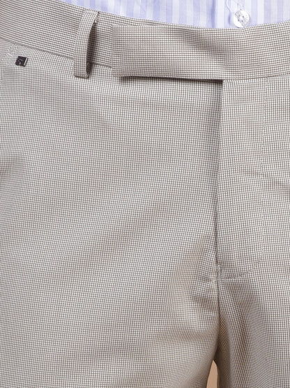Formal Trouser for Men | Breathable & Soft with Color Fastness Regular Fit Poly Viscose Fabric Self Design Pattern Hook & Eye Closure
