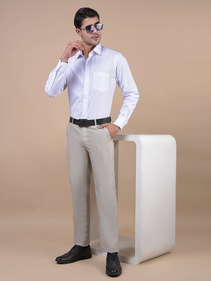 Formal Trouser for Men | Breathable & Soft with Color Fastness Regular Fit Poly Viscose Fabric Self Design Pattern Hook & Eye Closure