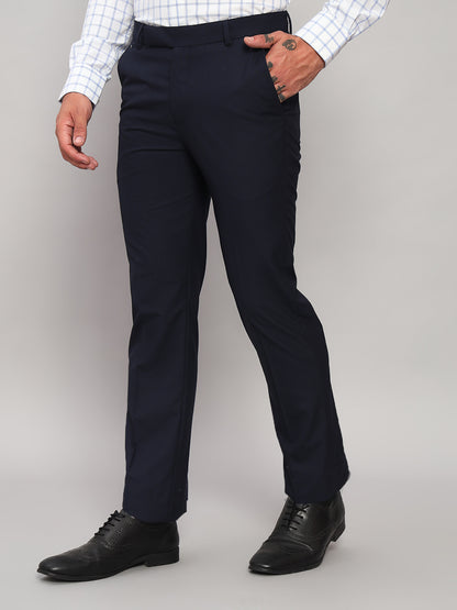 Formal Trouser for Men | Breathable & Soft with Color Fastness Regular Fit Poly Viscose Fabric Self Design Pattern Hook & Eye Closure