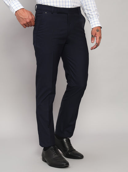 Formal Trouser for Men | Breathable & Soft with Color Fastness Regular Fit Poly Viscose Fabric Self Design Pattern Hook & Eye Closure