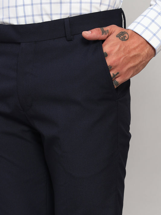 Formal Trouser for Men | Breathable & Soft with Color Fastness Regular Fit Poly Viscose Fabric Self Design Pattern Hook & Eye Closure