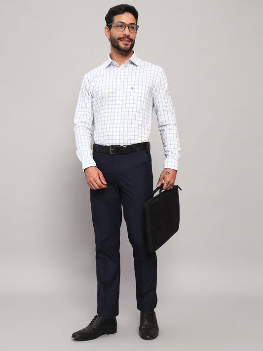 Formal Trouser for Men | Breathable & Soft with Color Fastness Regular Fit Poly Viscose Fabric Self Design Pattern Hook & Eye Closure