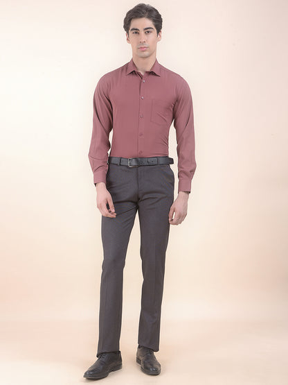 Men's Black Slim Fit Printed Formal Trouser