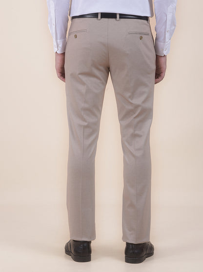 Men's Fawn Regular Fit Solid Formal Trouser