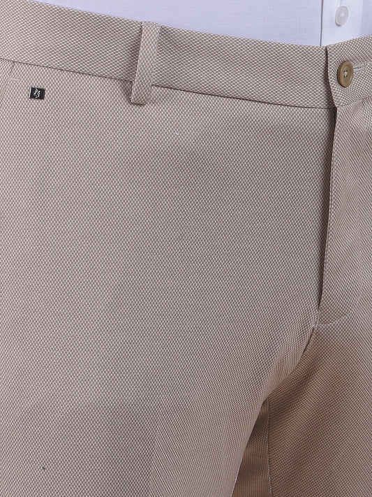 Men's Fawn Regular Fit Solid Formal Trouser