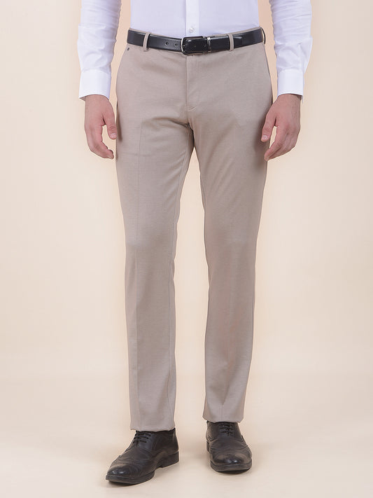 Men's Fawn Regular Fit Solid Formal Trouser