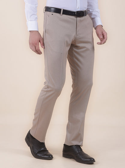 Men's Fawn Regular Fit Solid Formal Trouser
