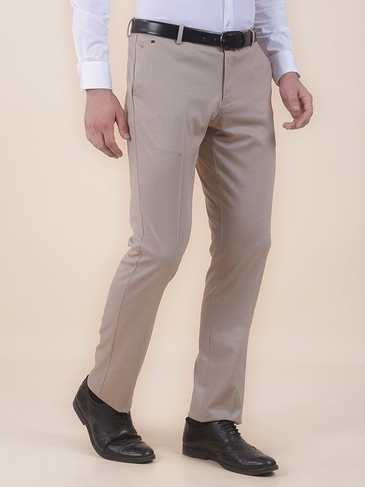 Men's Fawn Regular Fit Solid Formal Trouser