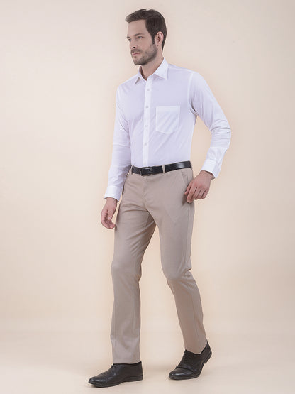 Men's Fawn Regular Fit Solid Formal Trouser