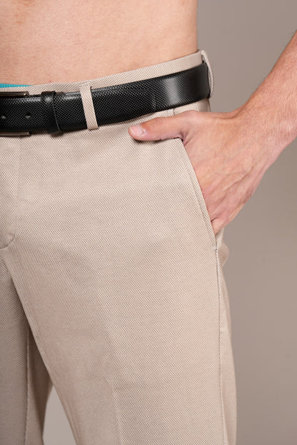 Formal Trouser for Men | Breathable & Soft with Color Fastness Regular Fit Terry Rayon Fabric Self Design Pattern Hook & Eye Closure