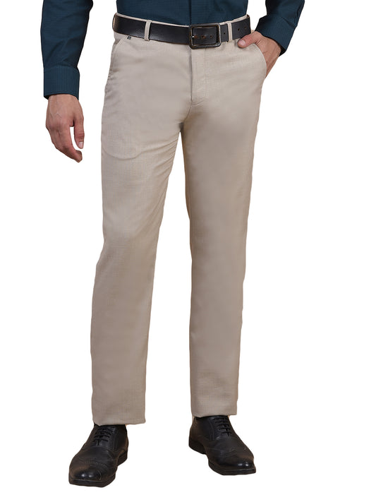 Formal Trouser for Men | Breathable & Soft with Color Fastness Regular Fit Poly Viscose Fabric Self Design Pattern Hook & Eye Closure