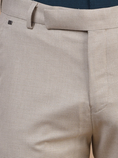 Formal Trouser for Men | Breathable & Soft with Color Fastness Regular Fit Poly Viscose Fabric Self Design Pattern Hook & Eye Closure